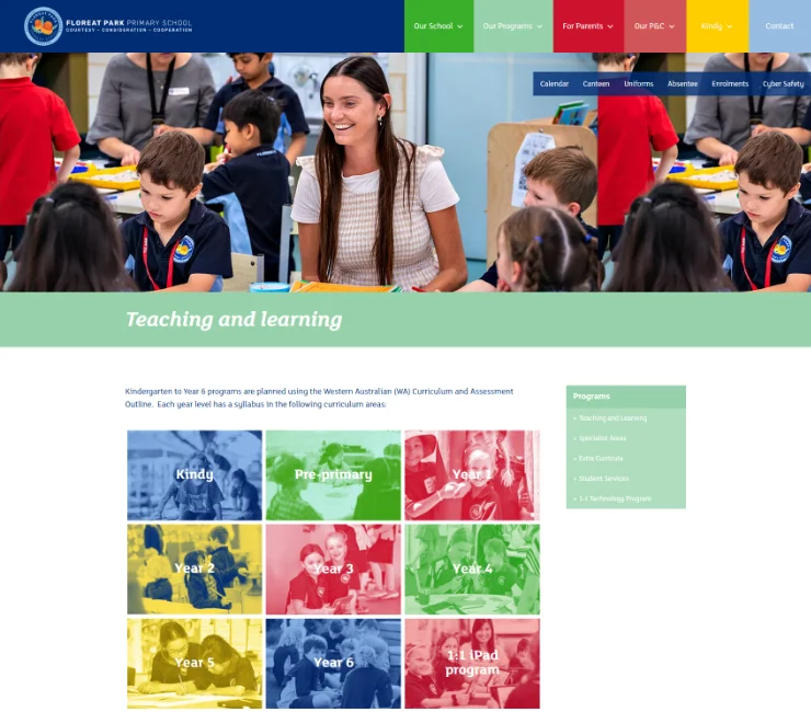 Floreat school web design screenshot